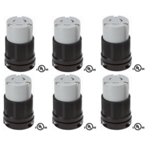 NEMA L6-20 Grounding Locking Connector, 20A 250V AC, 2 Pole 3 Wire, cUL Listed