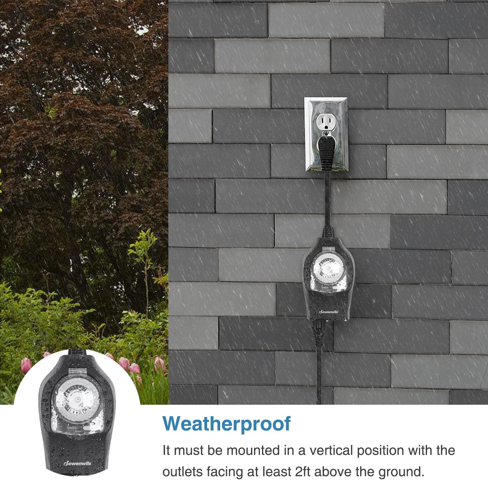 DEWENWILS Outdoor Light Timer Outlet Timer Switch for Lights Programmable