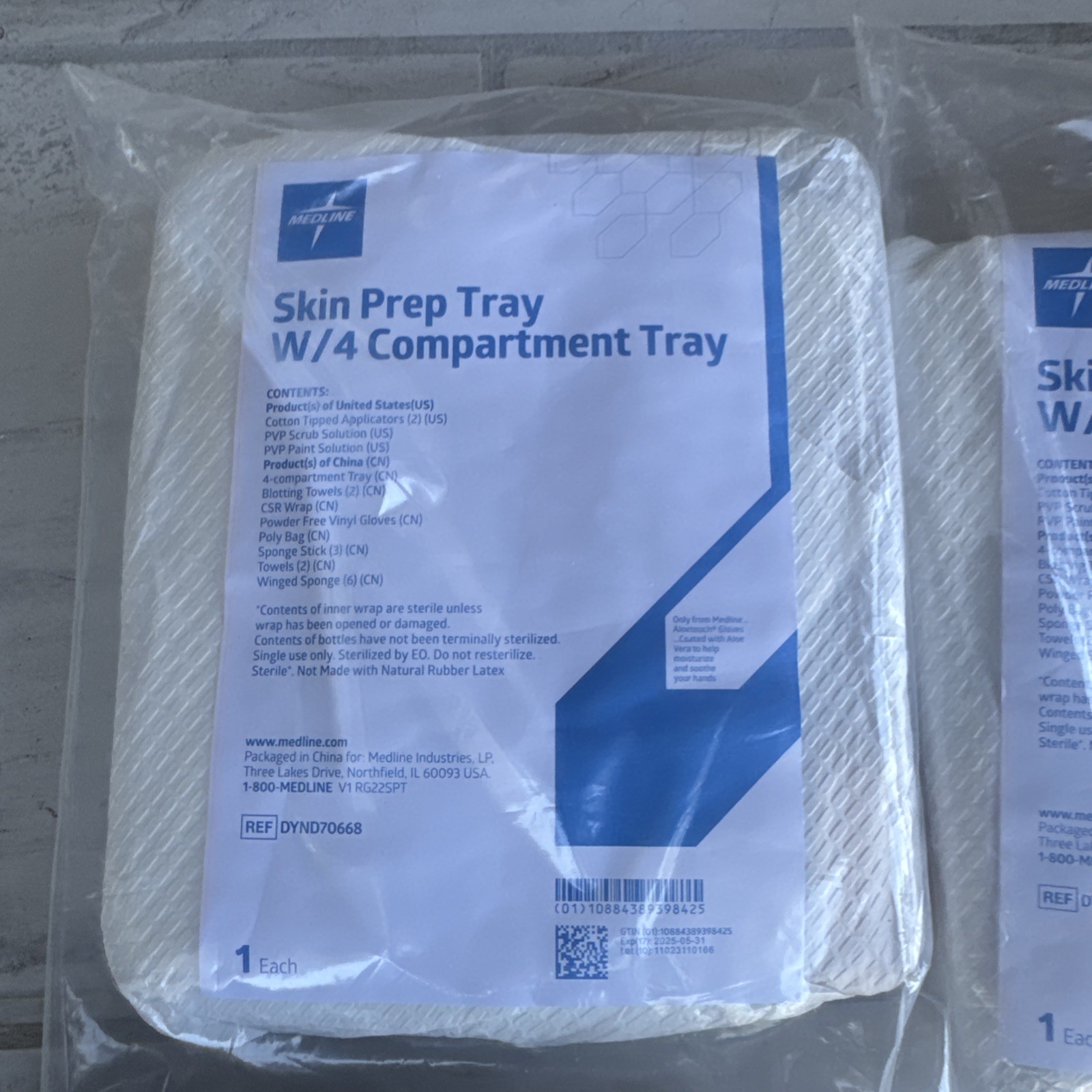 2 Medline skin prep tray w/4 Ref DYND70668 Expired 2025 For Training Purposes