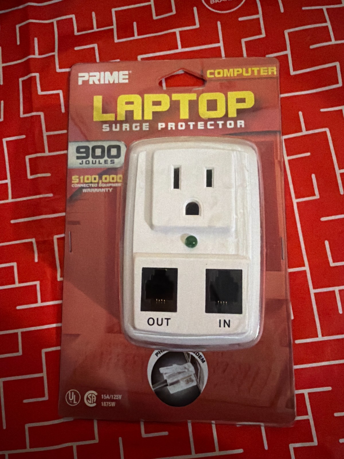 New Prime #PB004130   900-Joule Lap Top One Outlet Surge Protector White