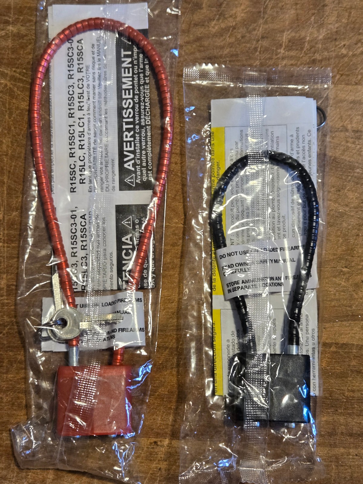 LOT (2) REGAL 30mm Cable Firearm Gun Locks - 9" R10SC3, 15" R15SC3 NEW sealed
