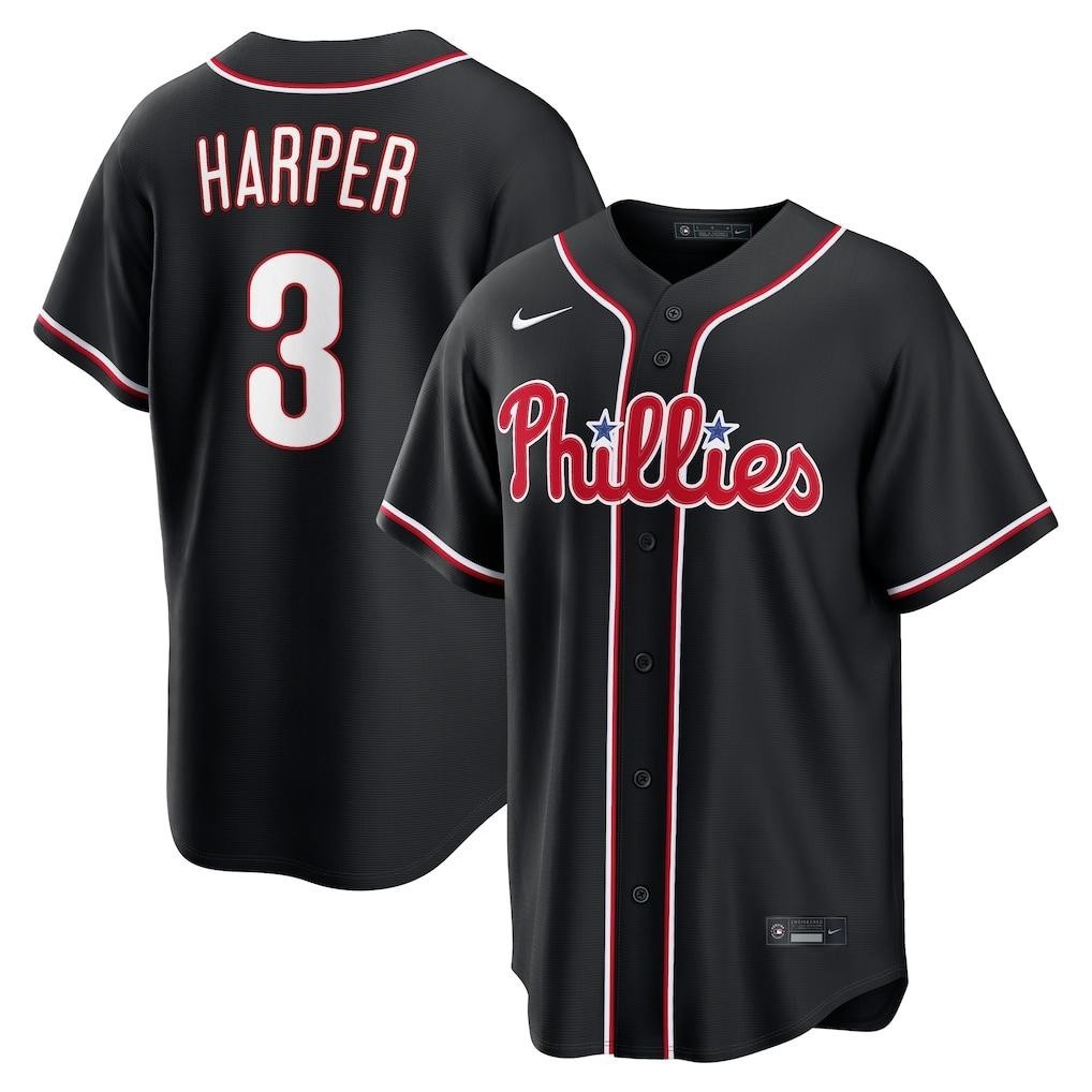 NEW Men's Bryce #3 Harper 2026 All Stitched Jersey Black