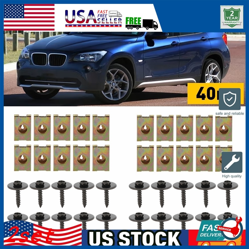 80PC Splash Shield Guard Bumper Hardware Kit Body Bolt Screw U Nut Clips for BWM