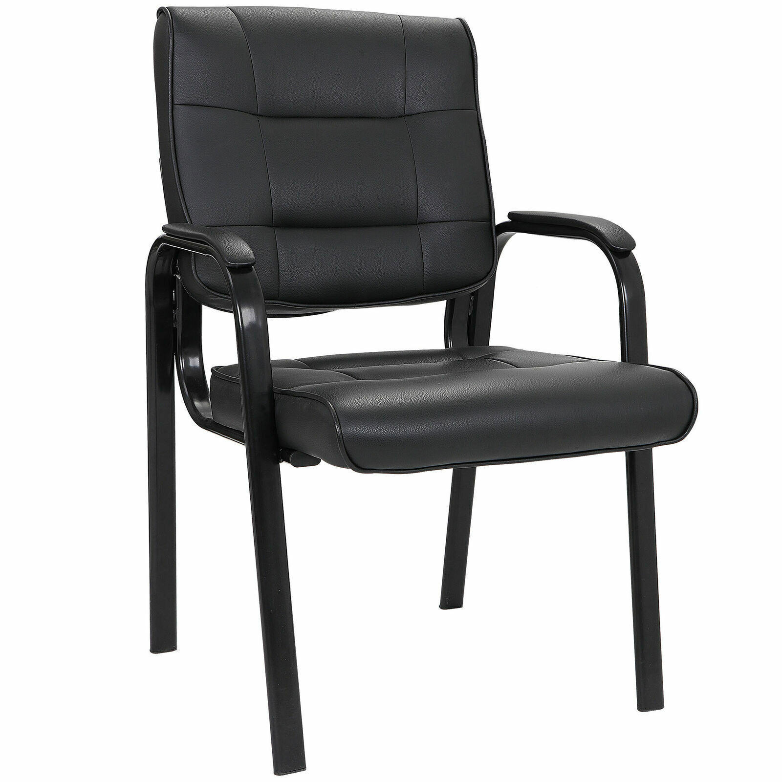 3PCS Classic Leather Guest Reception Waiting Room Office Desk Side Chairs Black