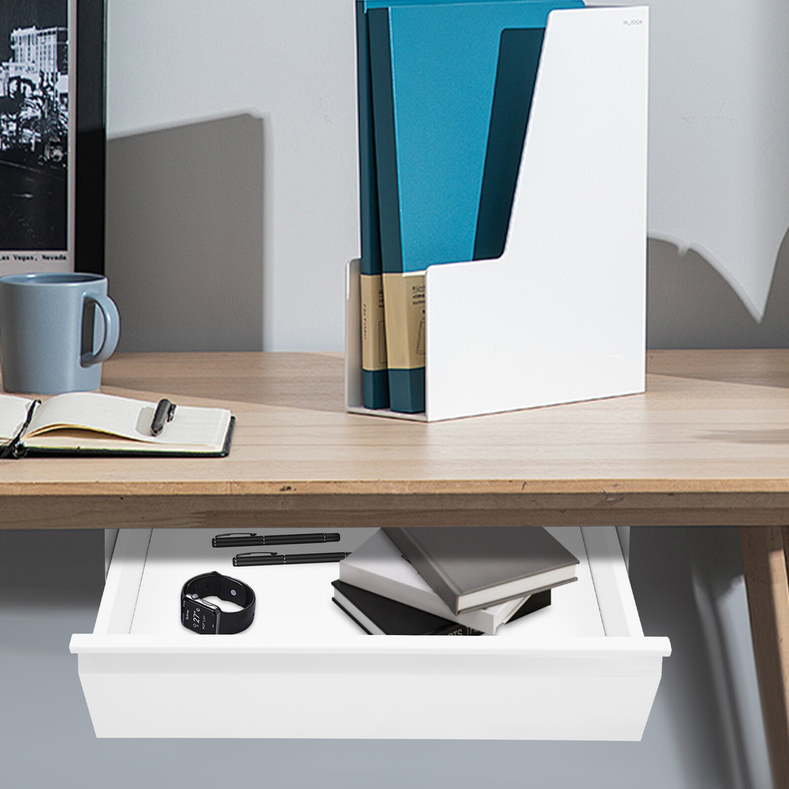 Under Desk Mounted Sliding Pull-out Drawer Storage Organizer for Workstation