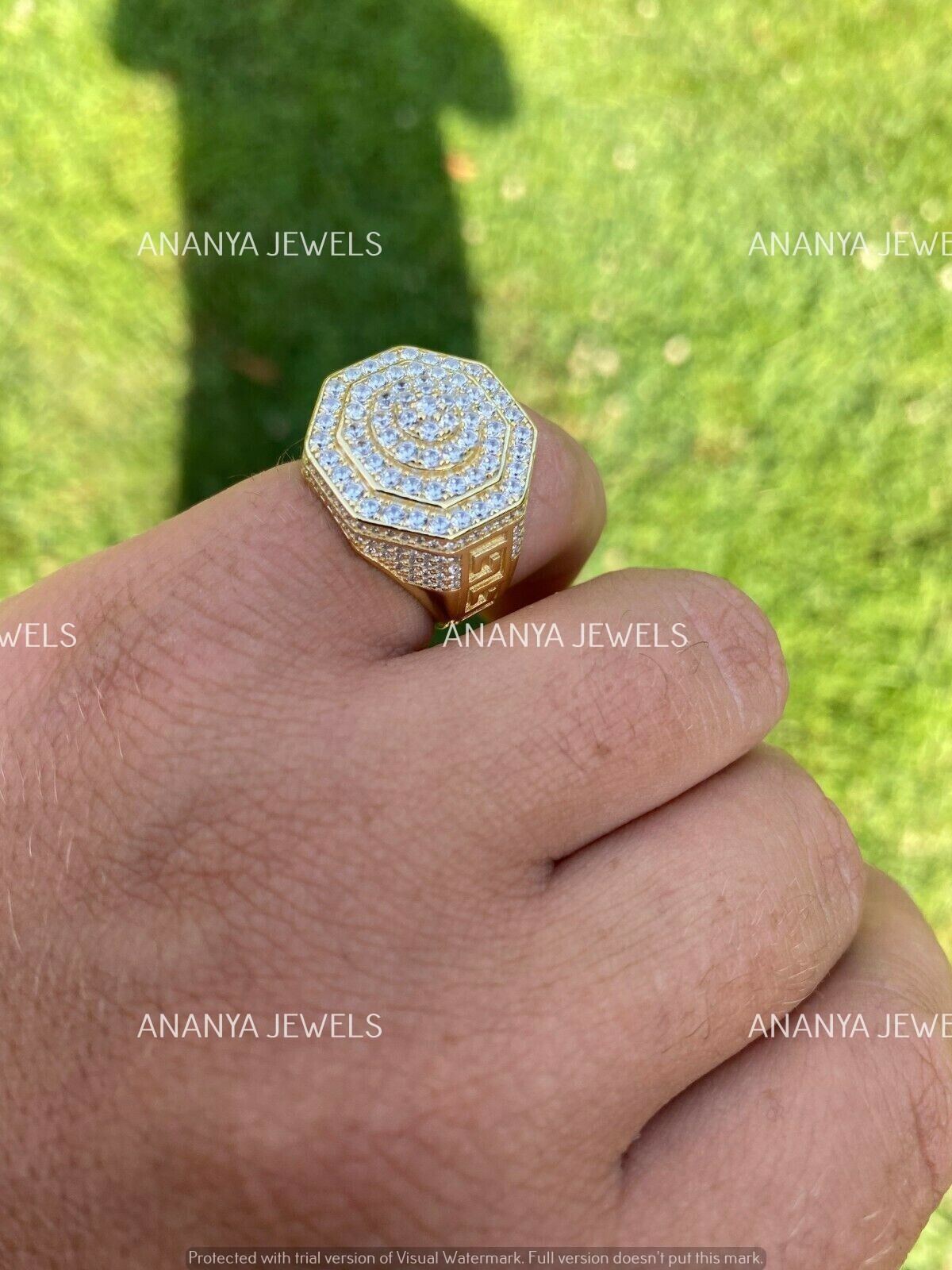2.50ct Round Cut Moissanite Wedding Engagement Pinky Ring 14K Yellow Gold Plated