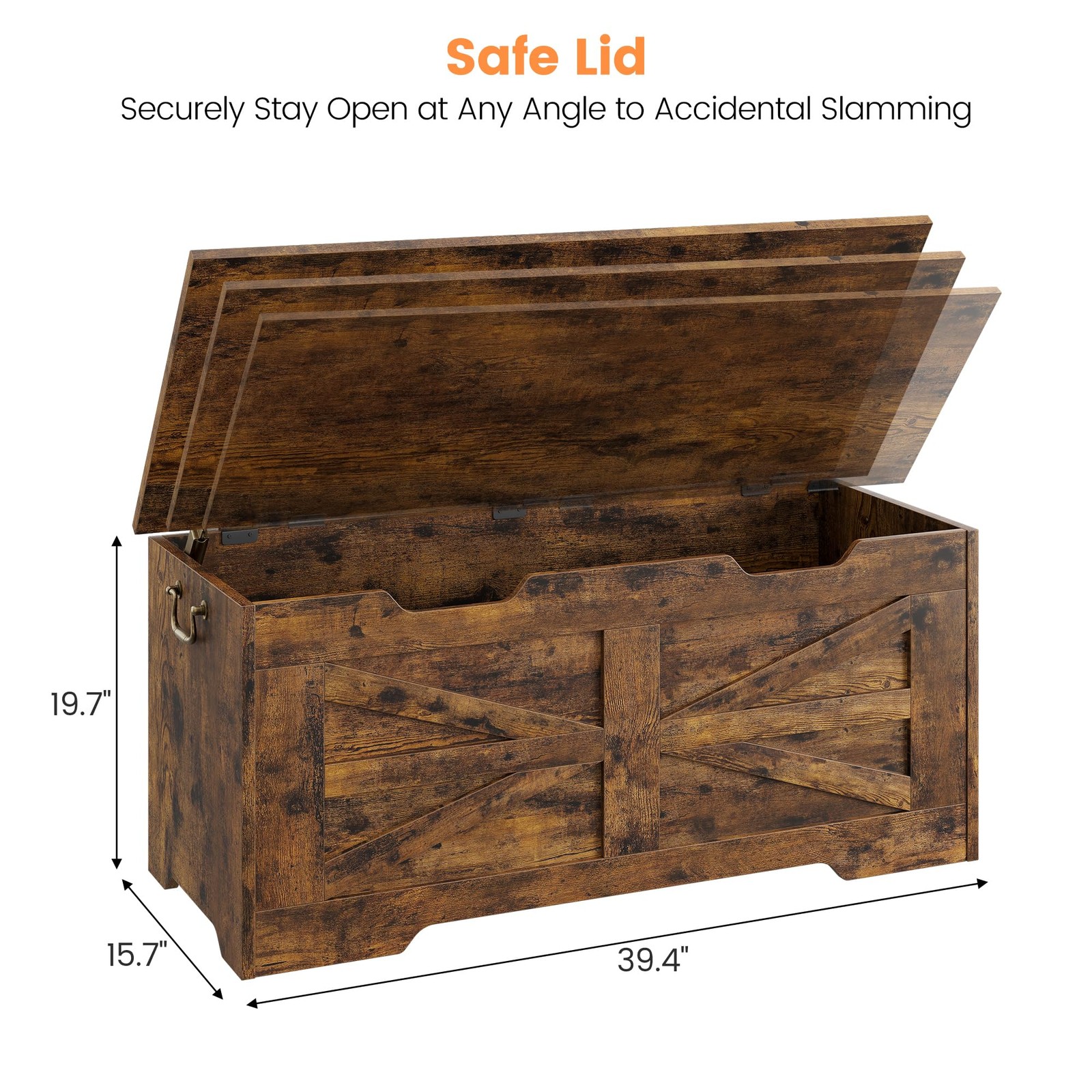 Wood Storage Chest Bench w/ Safety Hinge, Chest Storage Trunk Toy Organizer Box