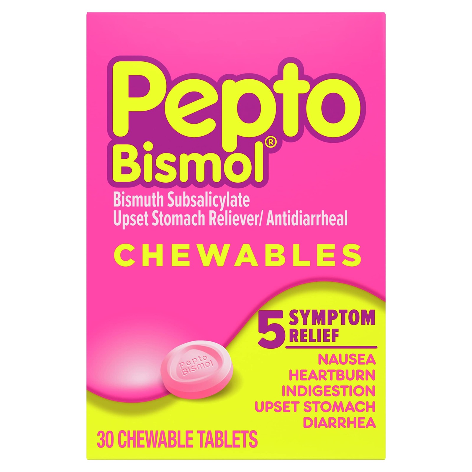 Chewable Tablets, Upset Stomach Relief, Nausea Relief, Heartburn Relief, Indi...