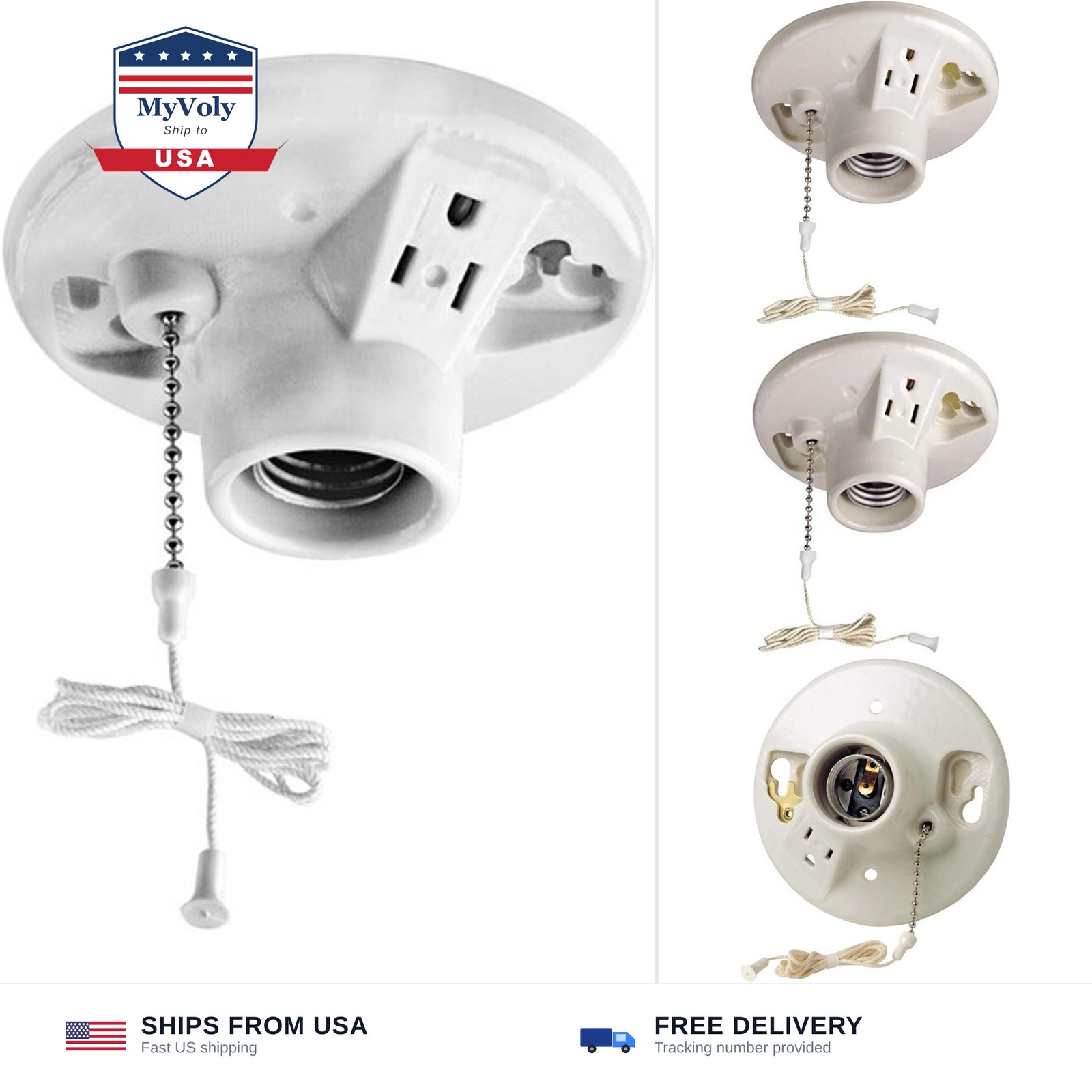 Leviton One-Piece Glazed Porcelain Outlet Box Mount, Incandescent Lampholder,...