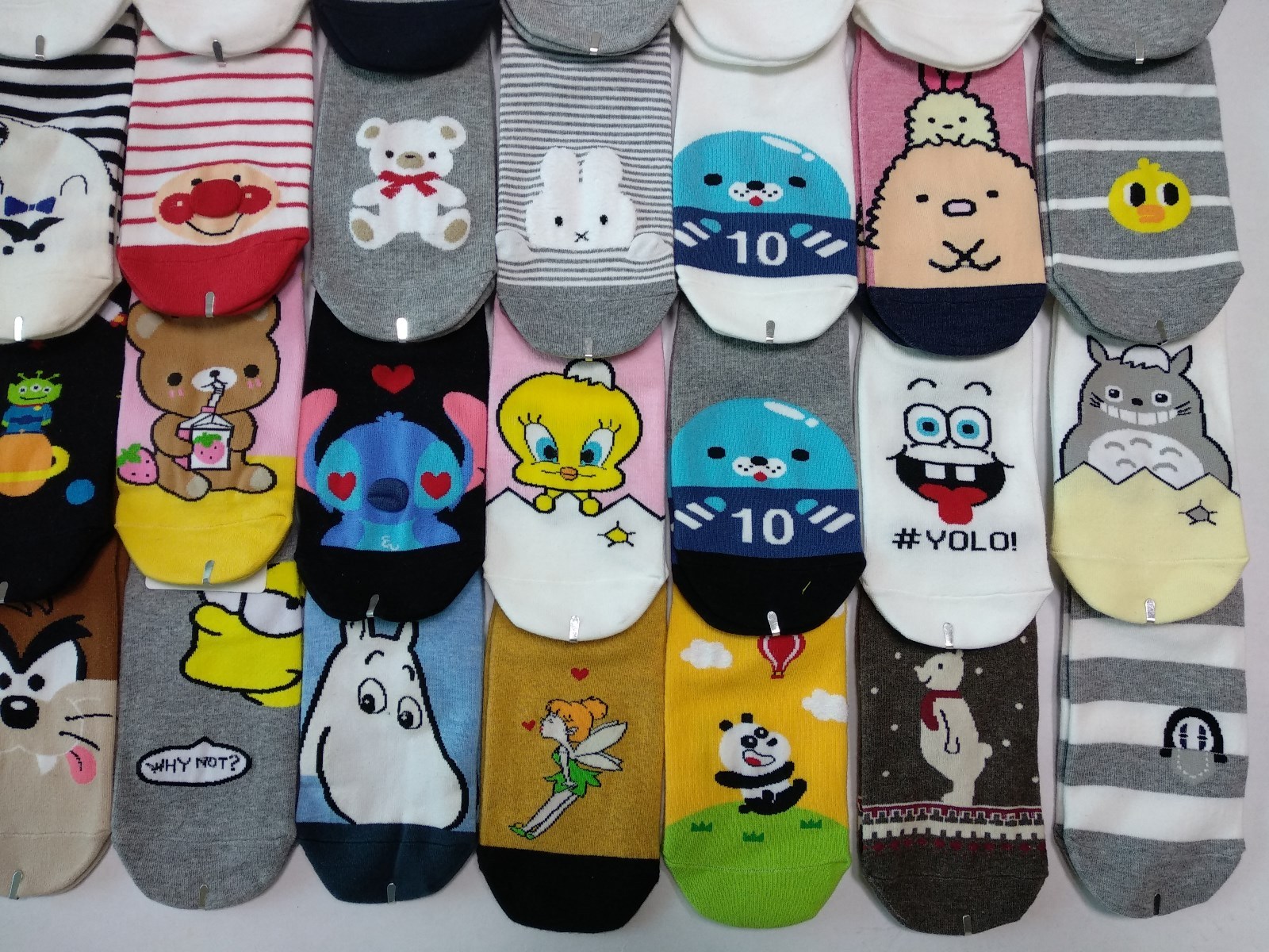 Korean Character Socks for Women 3,5,7,10,15Pairs Random Shipping, Made in Korea
