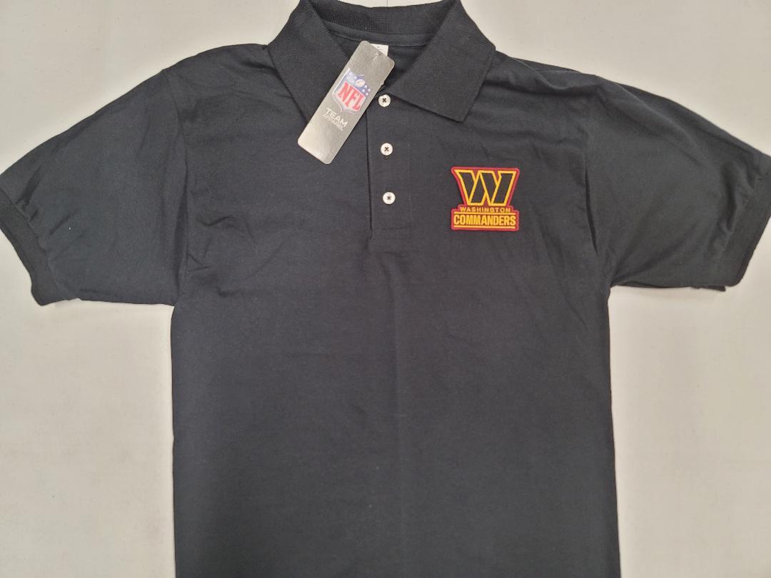 0730 NFL Apparel WASHINGTON COMMANDERS Football Polo Shirt BLACK GOLD MAROON New