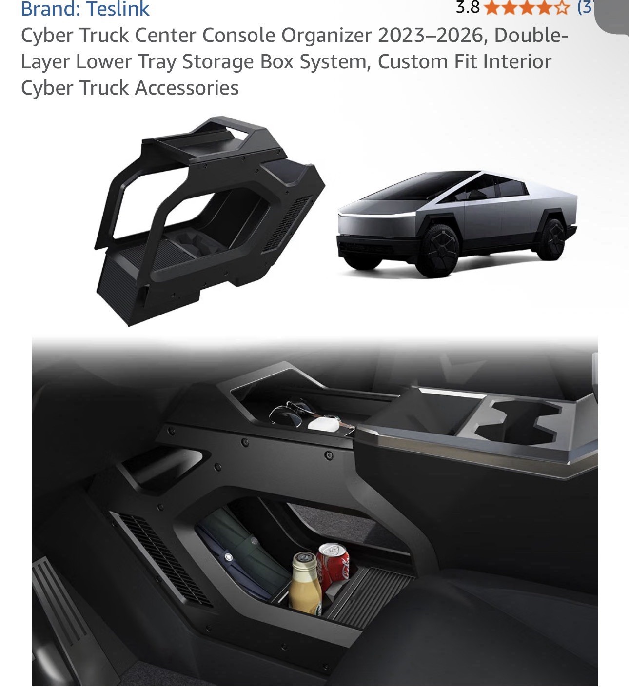 Lower Center Console Organizer for Cyber Truck 2023 2024 2025 2026, Custom Fi...