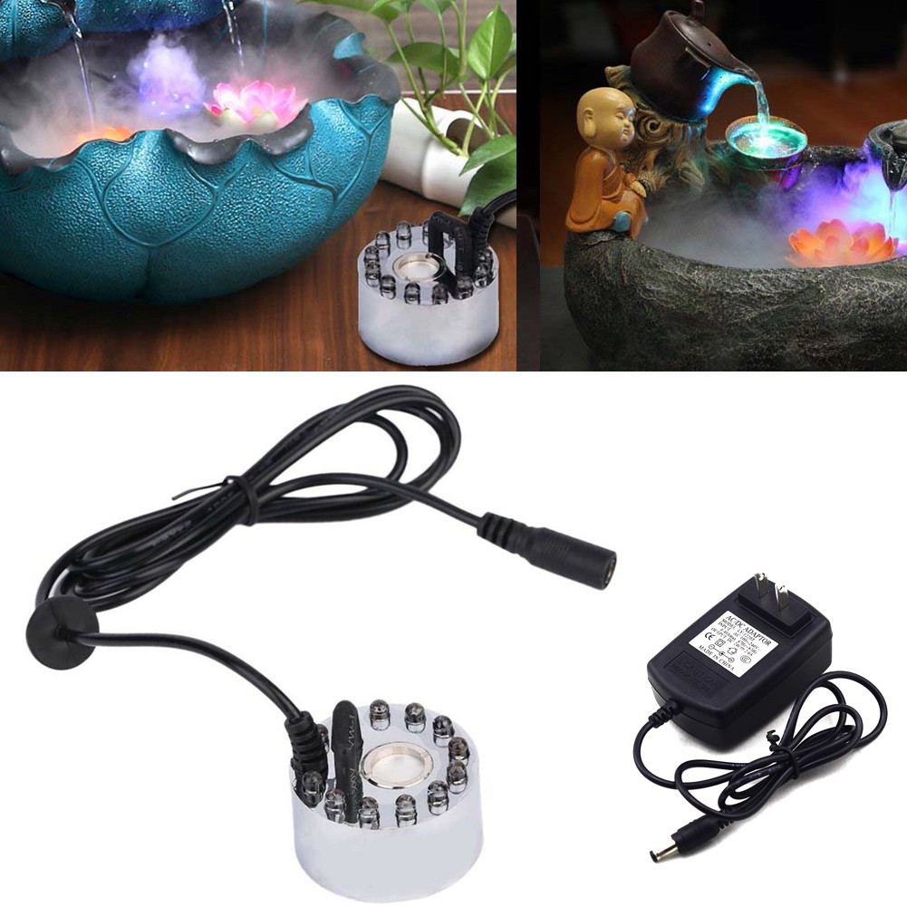 1-4X 12LED Ultrasonic Light Fogger Water Fountain Pond Atomizer Air Humidifier