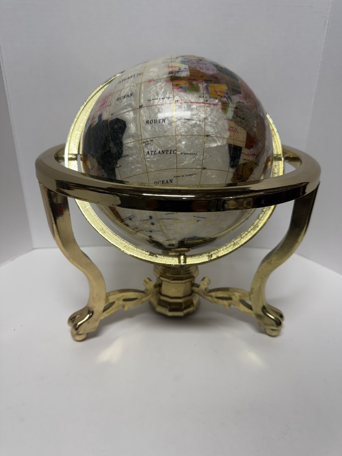 World Globe- Decorative Desktop Globe Gold Frame with Compass