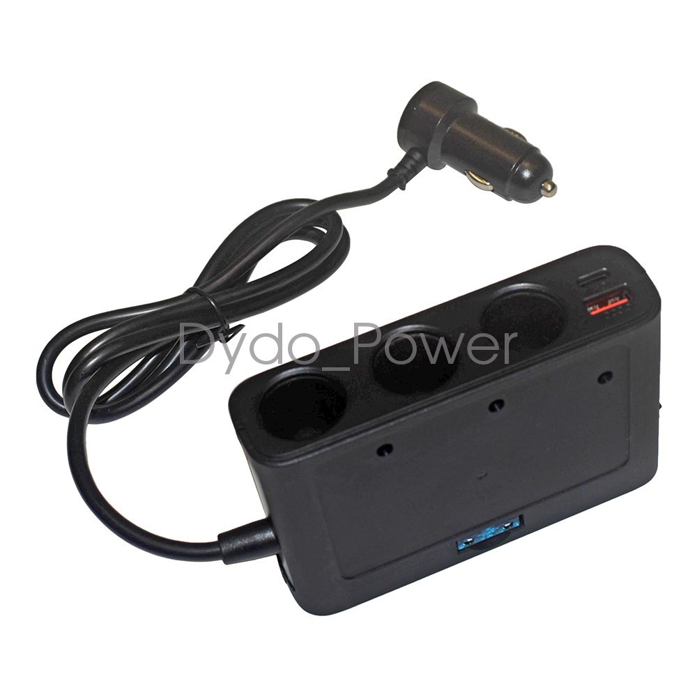 3 Way Car cigarette Lighter Socket Splitter USB Fast Charger Power Adapter 12V