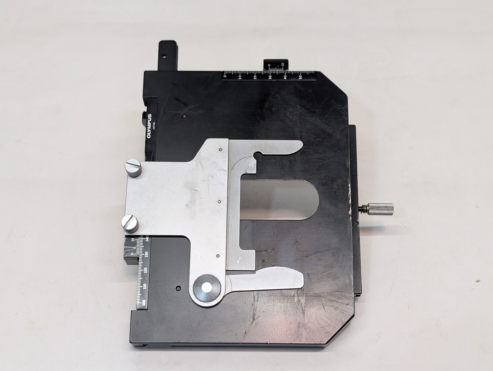 Olympus Japan microscope mechanical stage XY slide holder assembly as shown