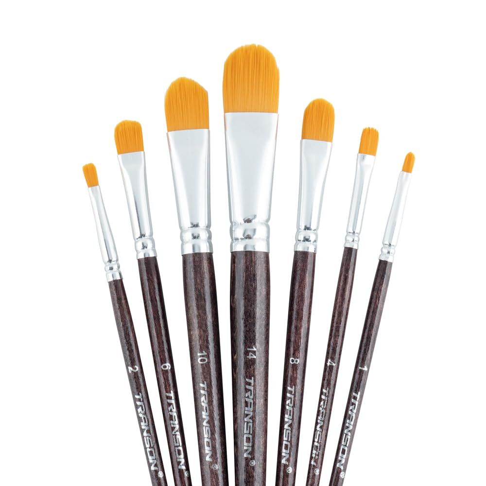 Artist Filbert Paintbrush Set 7pcs Acrylic Watercolor Gouache Body Painting