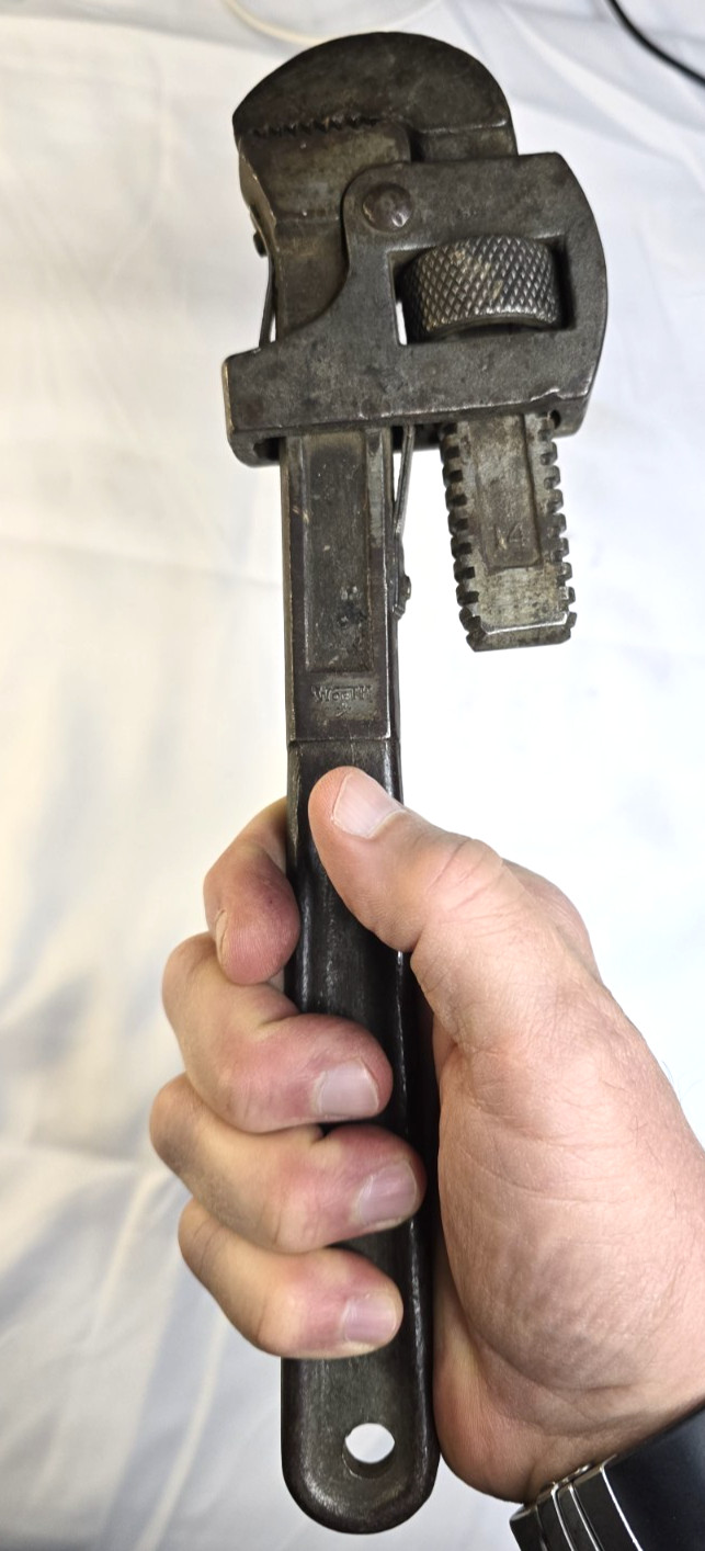Vintage Worth 14 Inch Pipe Wrench Made in USA Heavy Duty