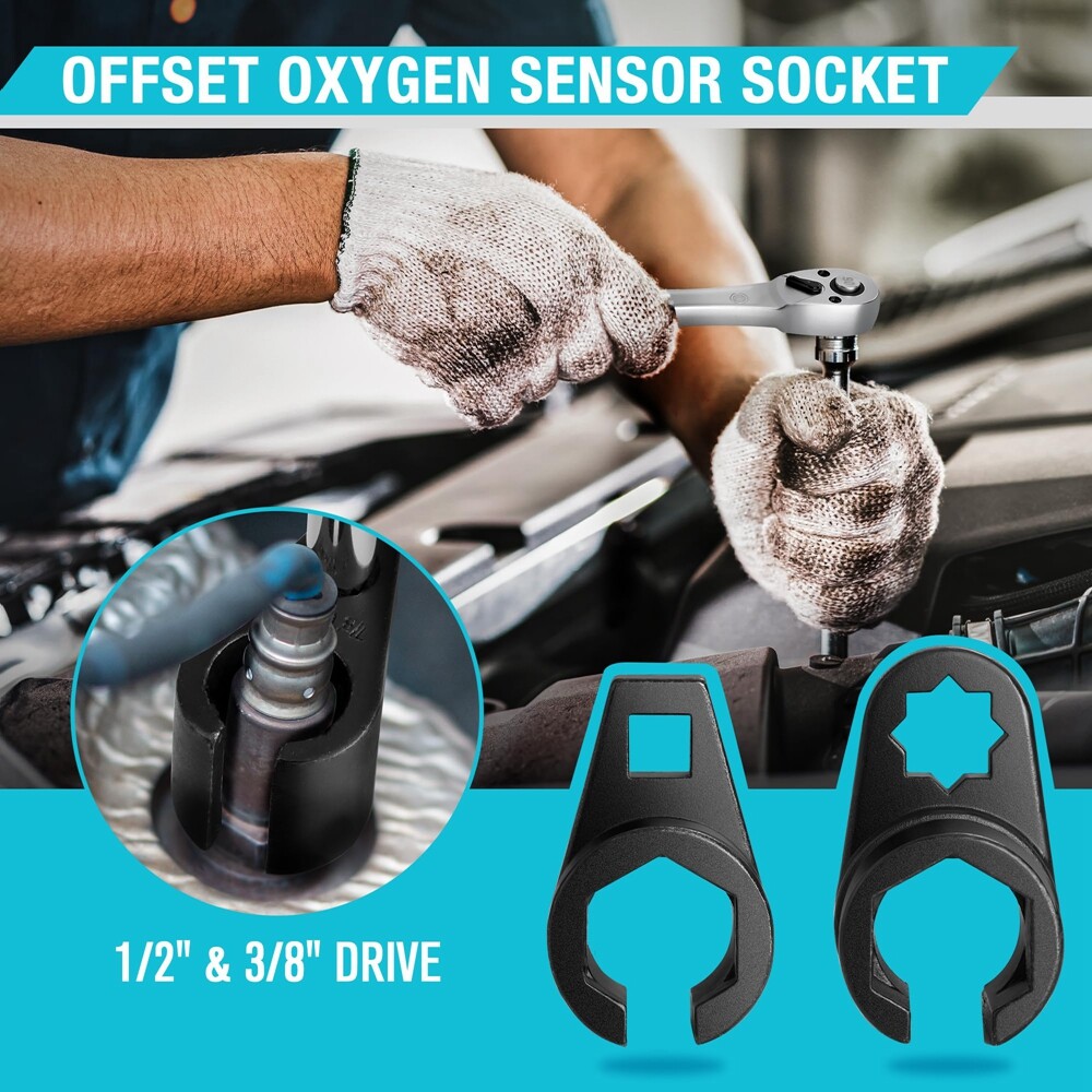 DURATECH 5PCS O2 Oxygen 3/8" 1/2" Drive x 7/8" 22mm Oxygen Sensor Thread Chaser