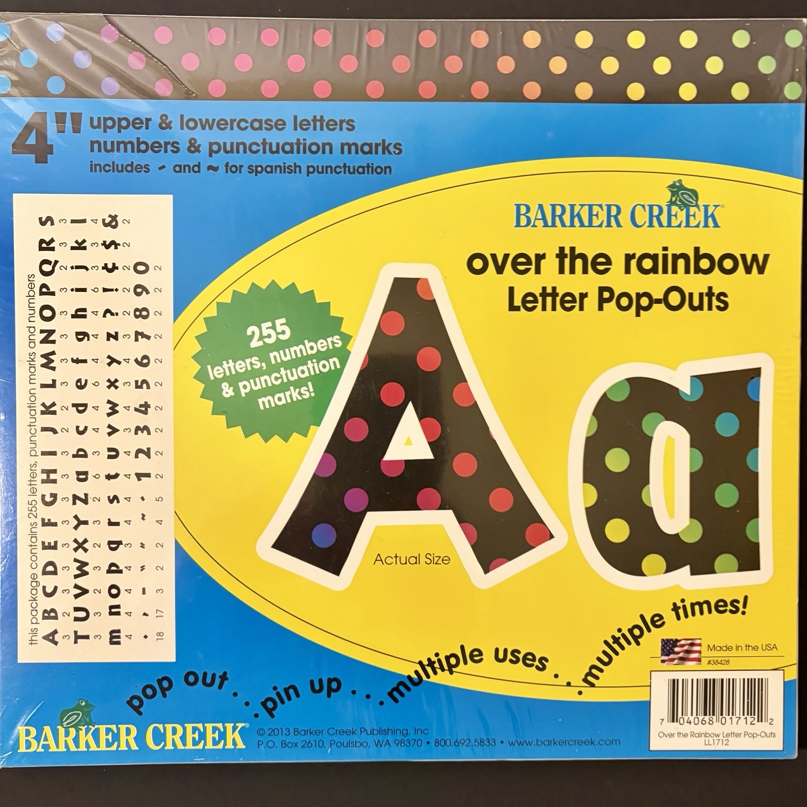 Barker Creek Letter Pop-Outs, 4" Over The Rainbow, Multicolor Designer Letter...