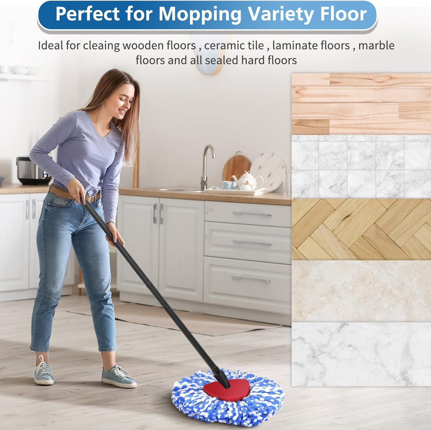 4 Pack Rinseclean Spin Mop Replacement Head Spin Mop Refills Compatible with O C