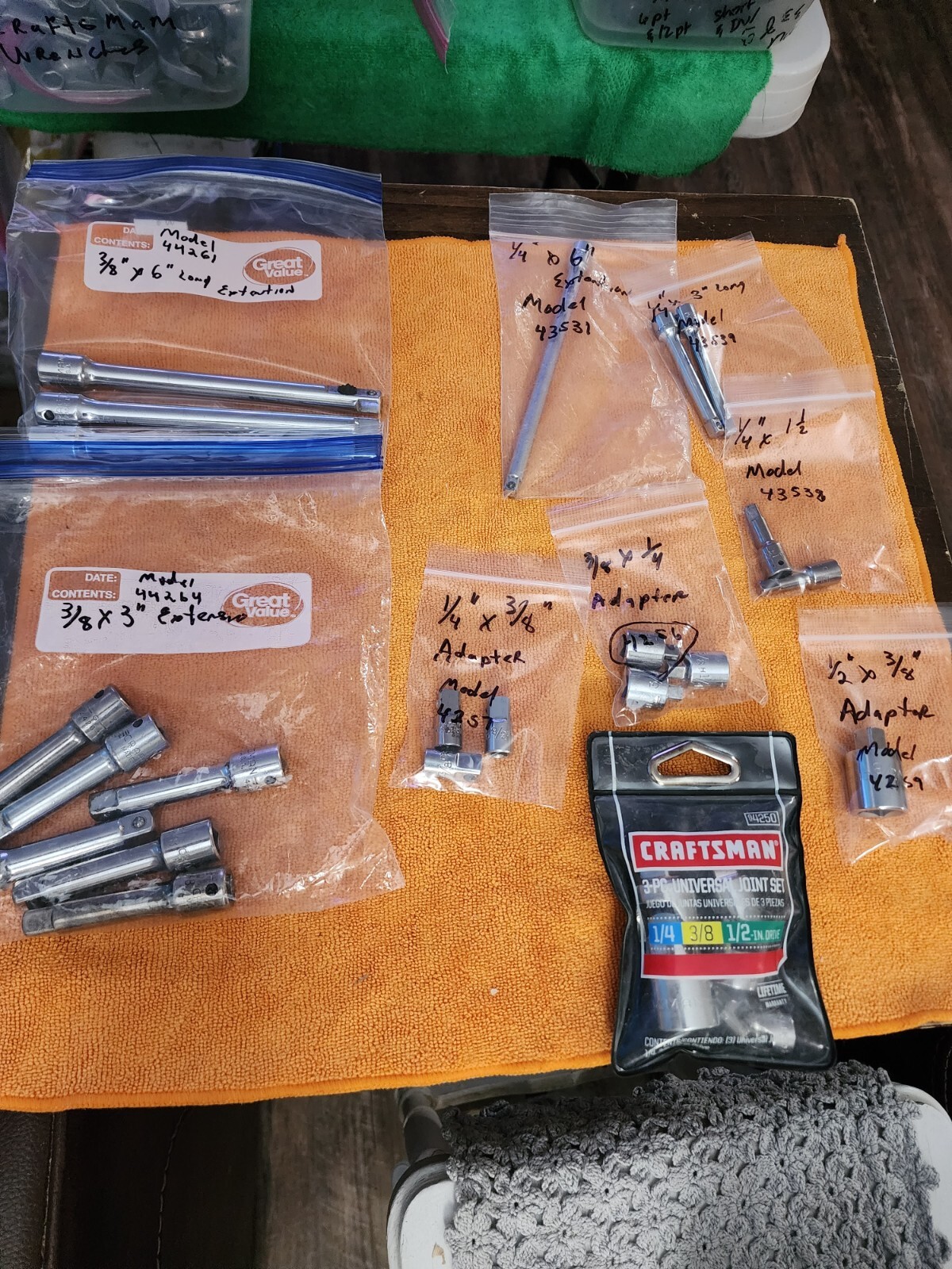 Craftsman 1/2", 3/8" & 1/4" Ratchets, Extensions, Adaptors/Sparkplug Socket USA