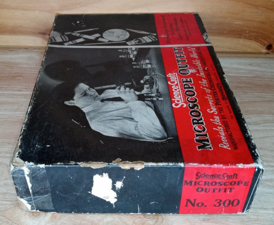 Vintage 1950s ScienceCraft Microscope Set No. 300 Complete Microscopy Kit w/ Man