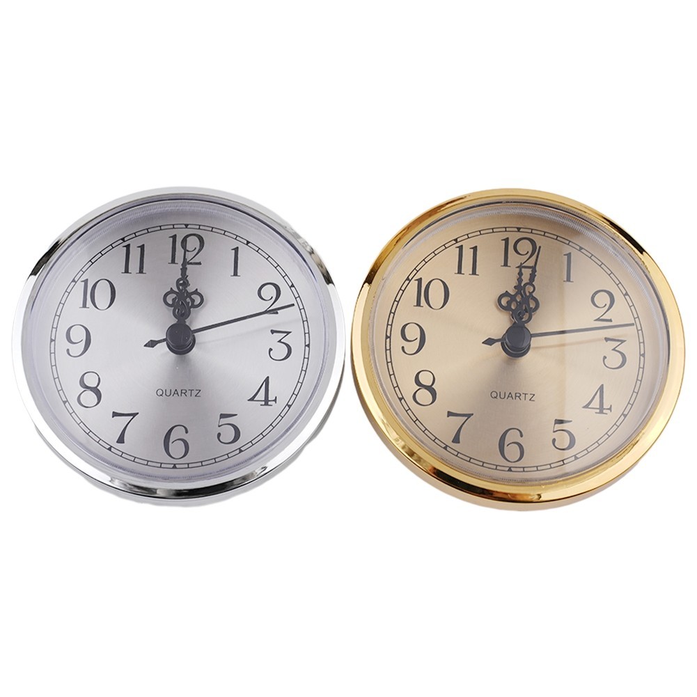 1X DIY 90MM Quartz Clock Inserts Arabic Numbers Movement Insert-Replacement Gold