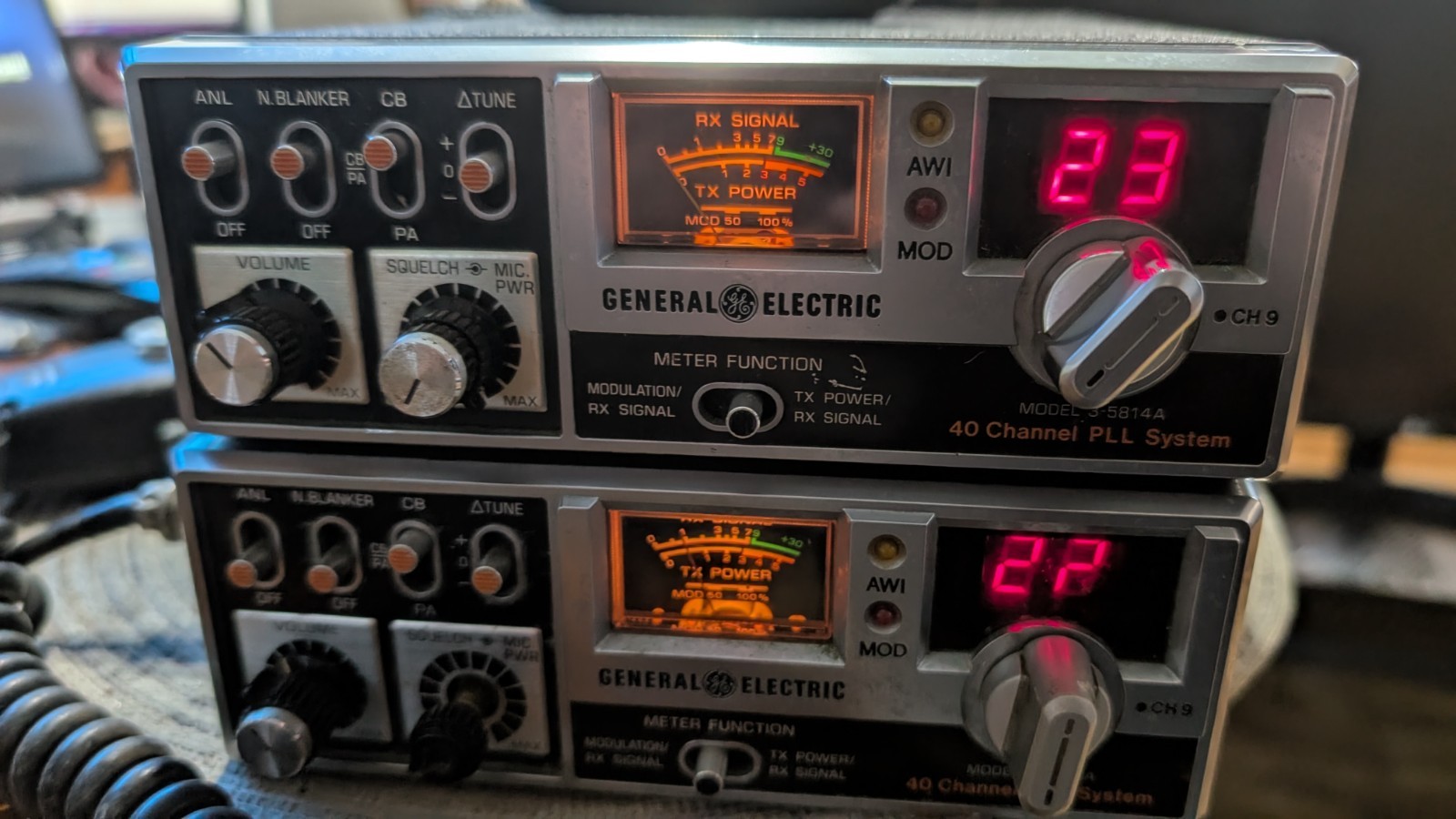 GE 3-5814A 40CH AM CB  - Tuned, Tested (2) Radios Read Description