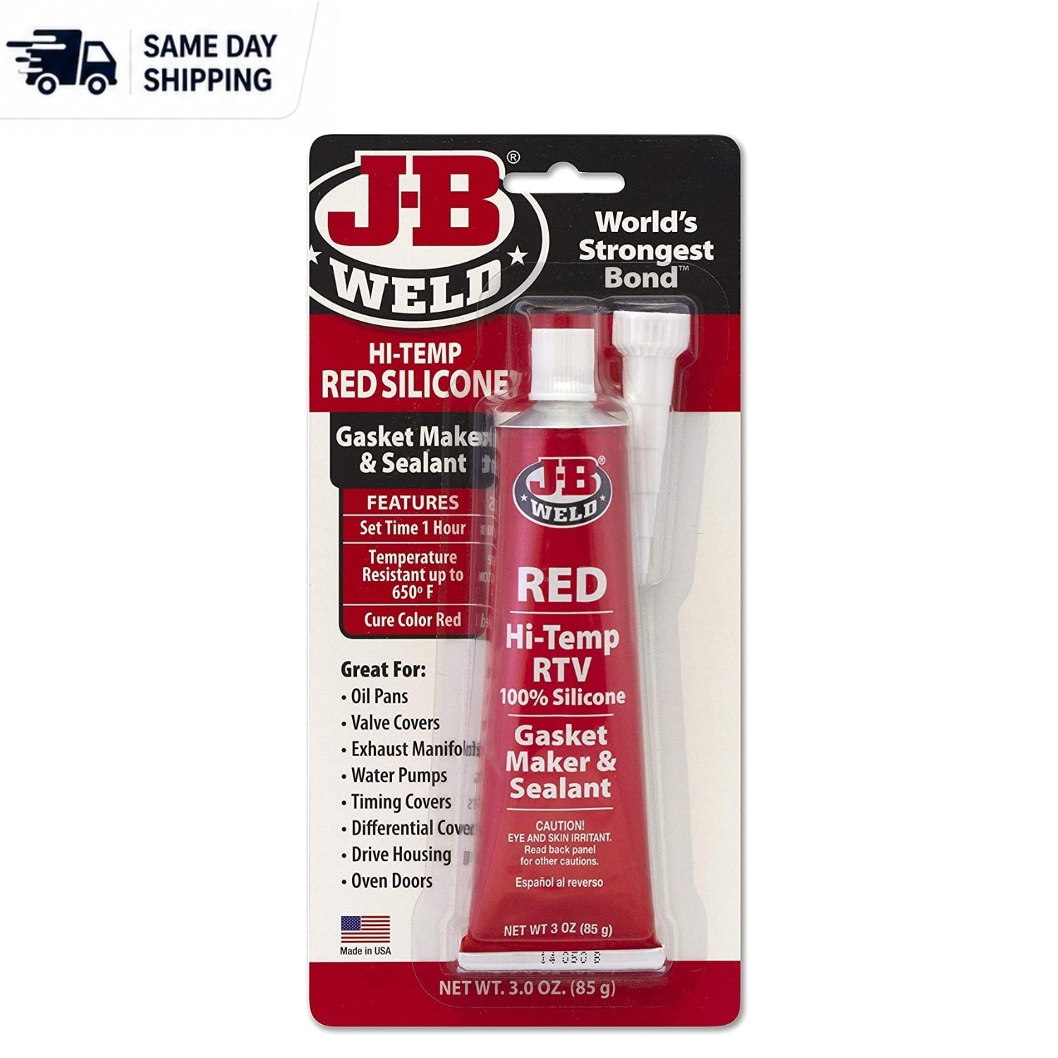 Easy Apply High-Temperature Red RTV Silicone Sealant - 3 oz Gasket Maker