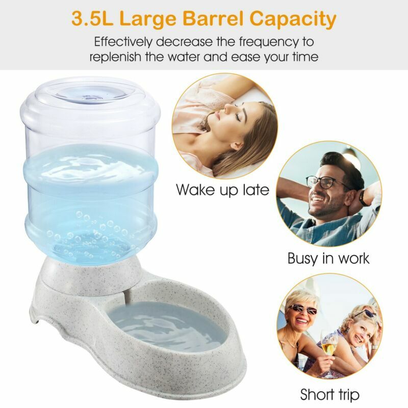 Automatic Water 1 Gallon Gravity Dispenser Dog Cat Pet Drinking Fountain Bowl