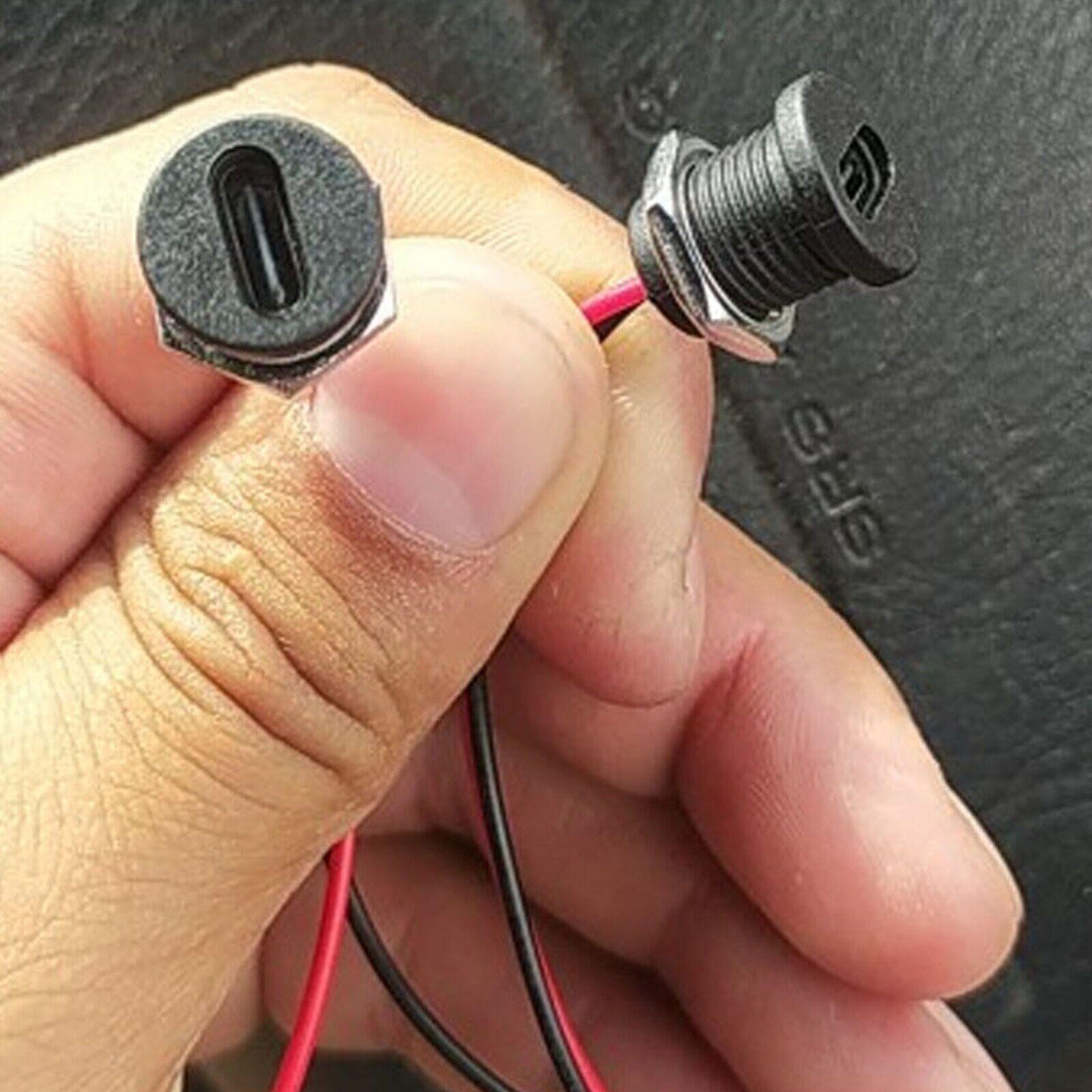 10Pcs USB Type C Connector 2 Pin Waterproof Charging Jack Port With Nut Lock E