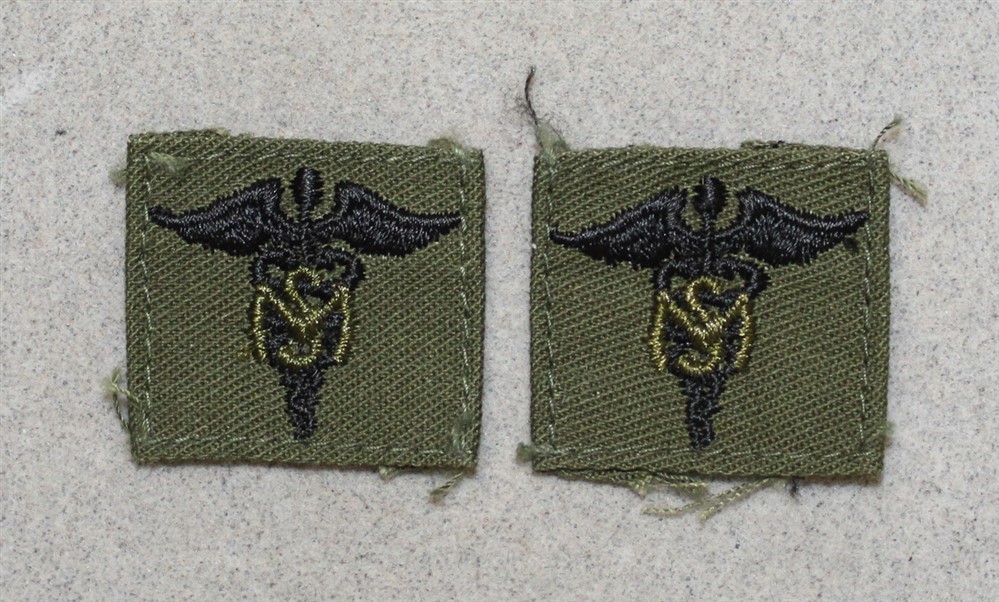 Army Officer Cloth Collar Insignia: Medical Services pair - subdued