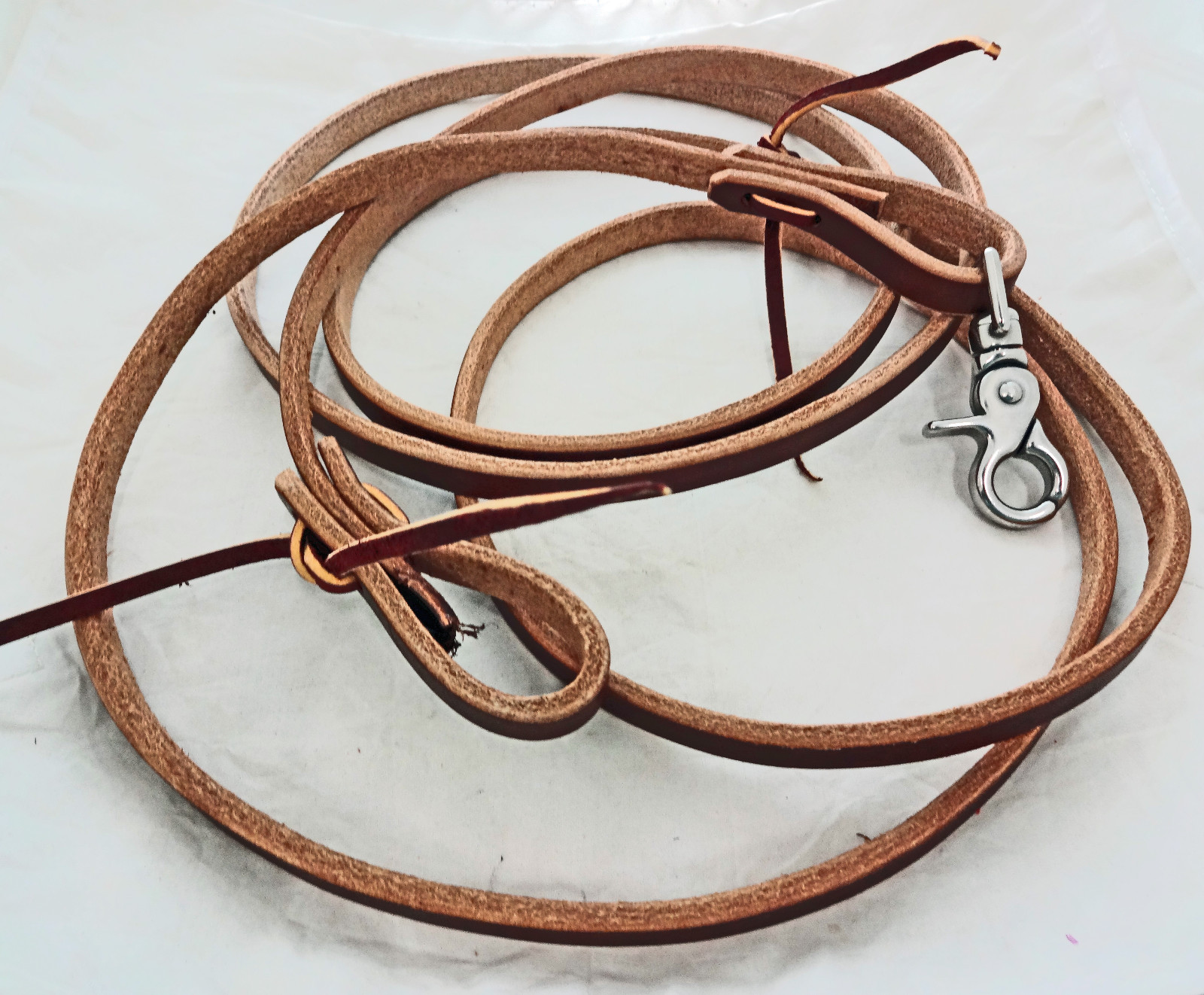 Roping Barrel Rein Rich Brown Harness Leather 1/2" x 8' Horse Tack Water Ties Nw