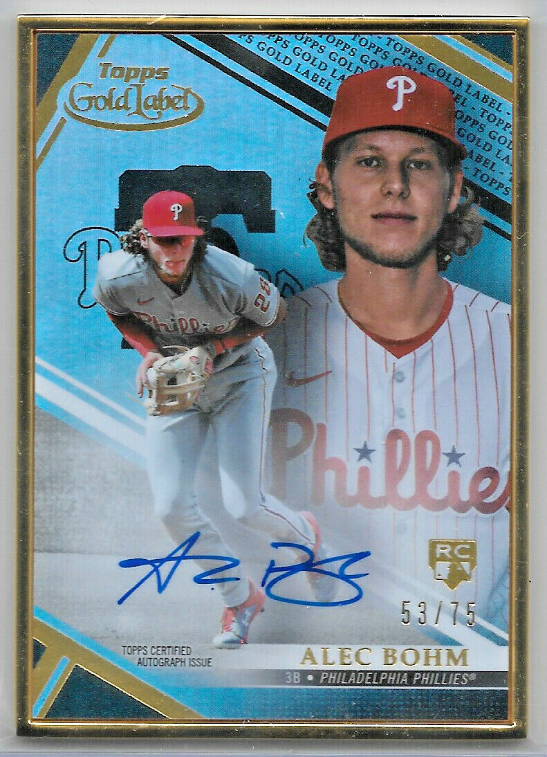 Alec Bohm, Philadelphia Phillies — 2021 Topps Gold Label Framed Autographs 53/75