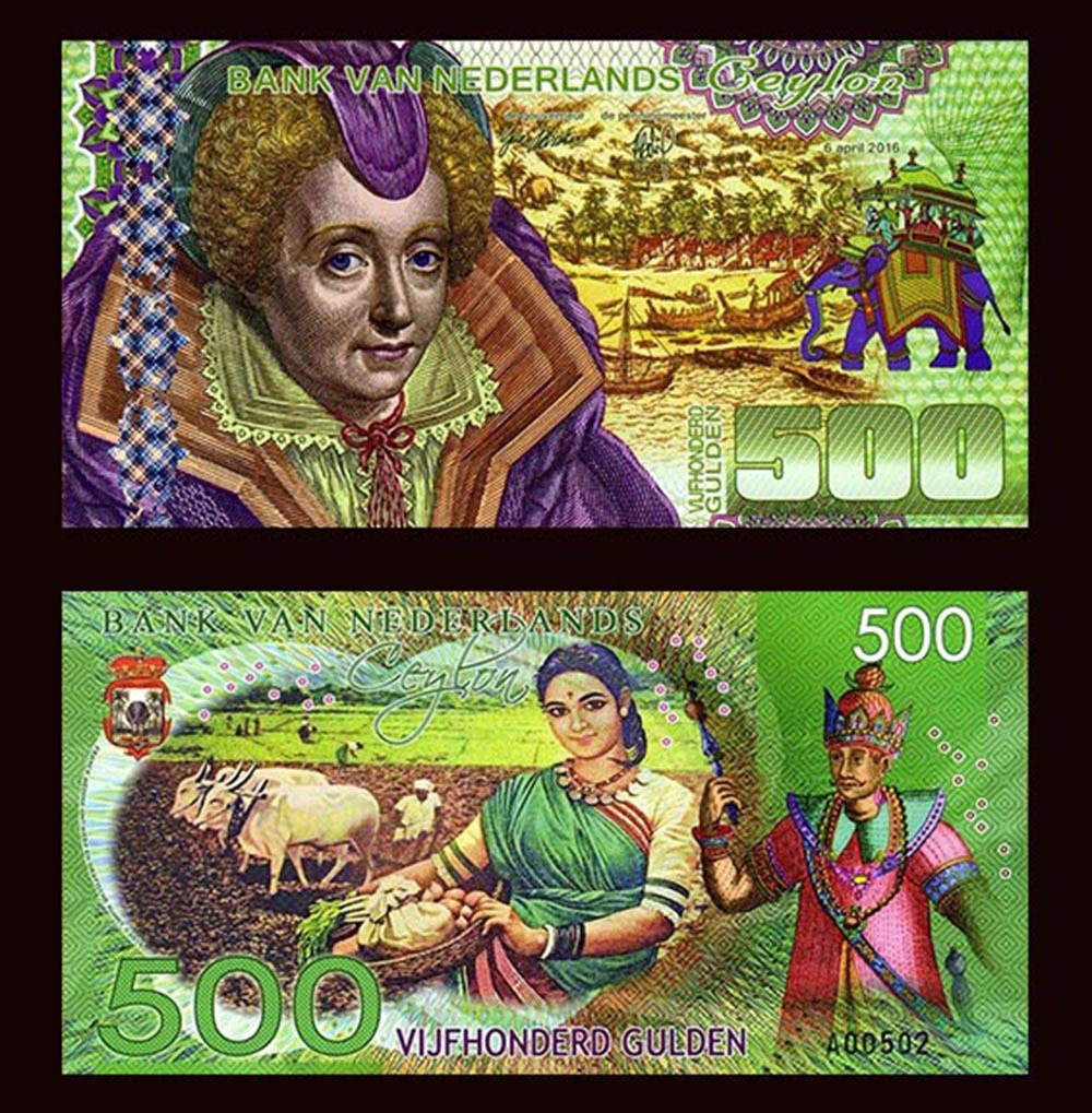 Netherlands Ceylon, 500 Gulden, 2016, Private Issue Polymer, UNC F
