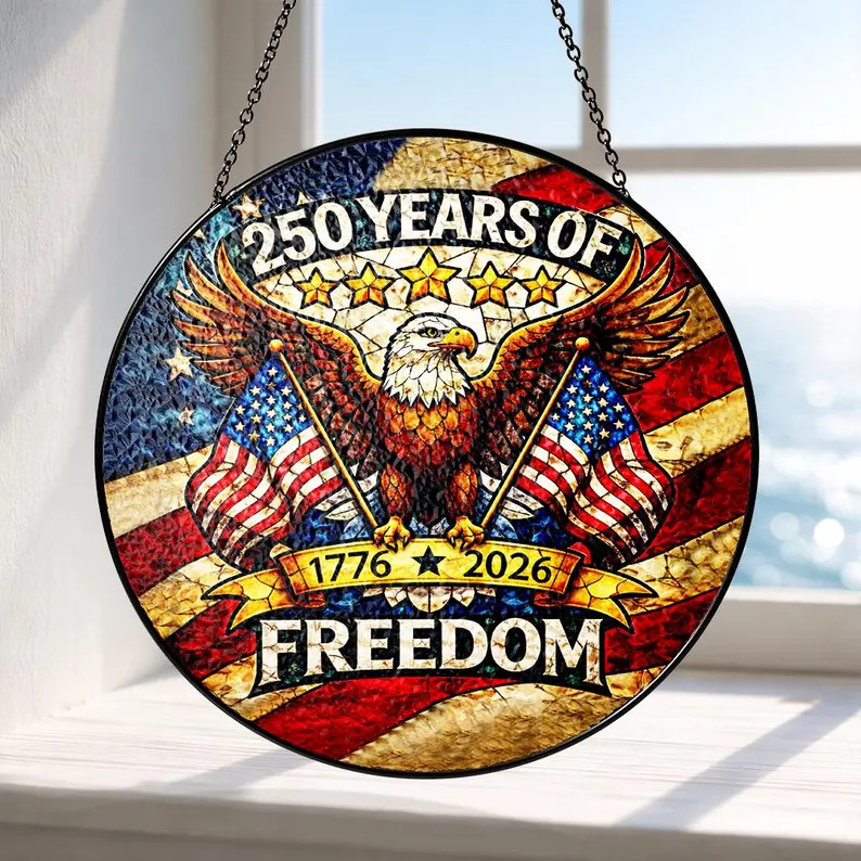 American Freedom Stained Glass Suncatcher