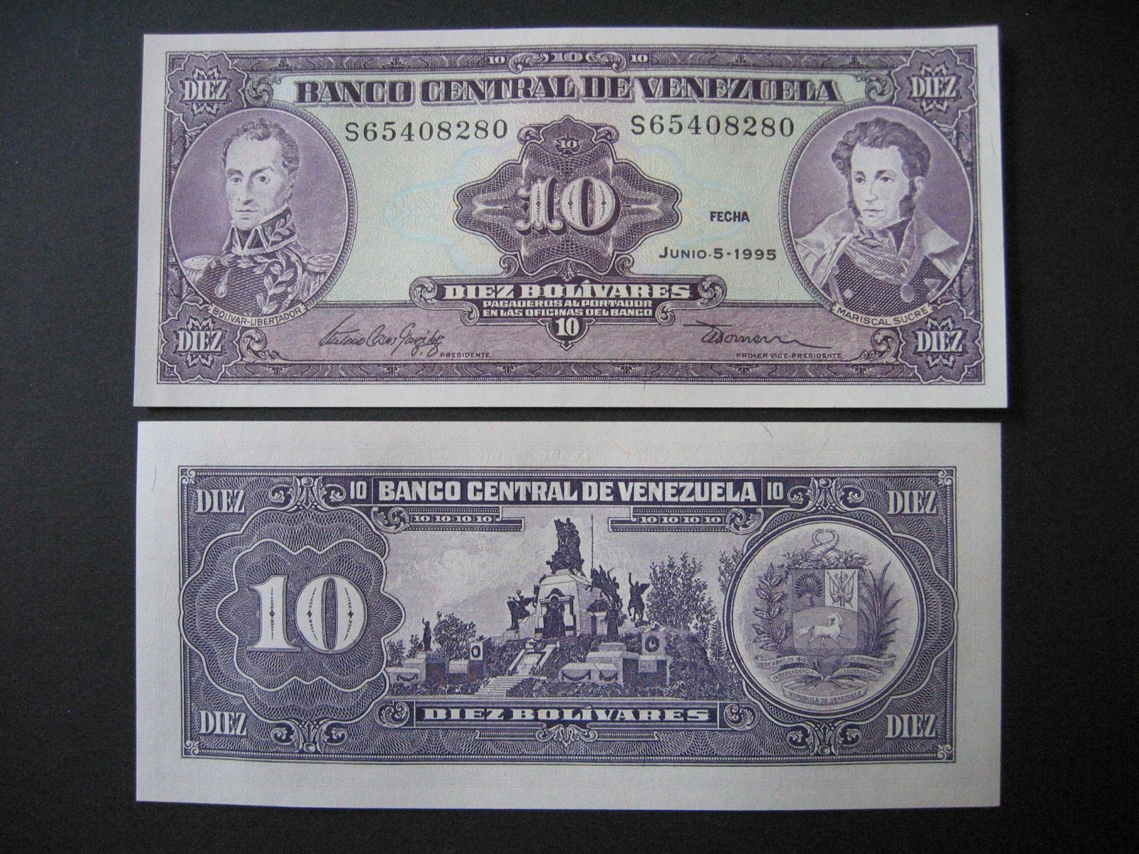Venezuela 10 Bolivares 1995 (P61d) UNC