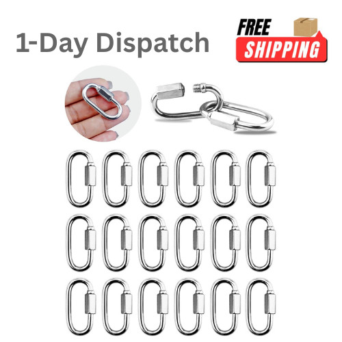 20 Pack Alloy M3.5 Chain Link 1/8 Inch D Shape Locking Quick Repair Links