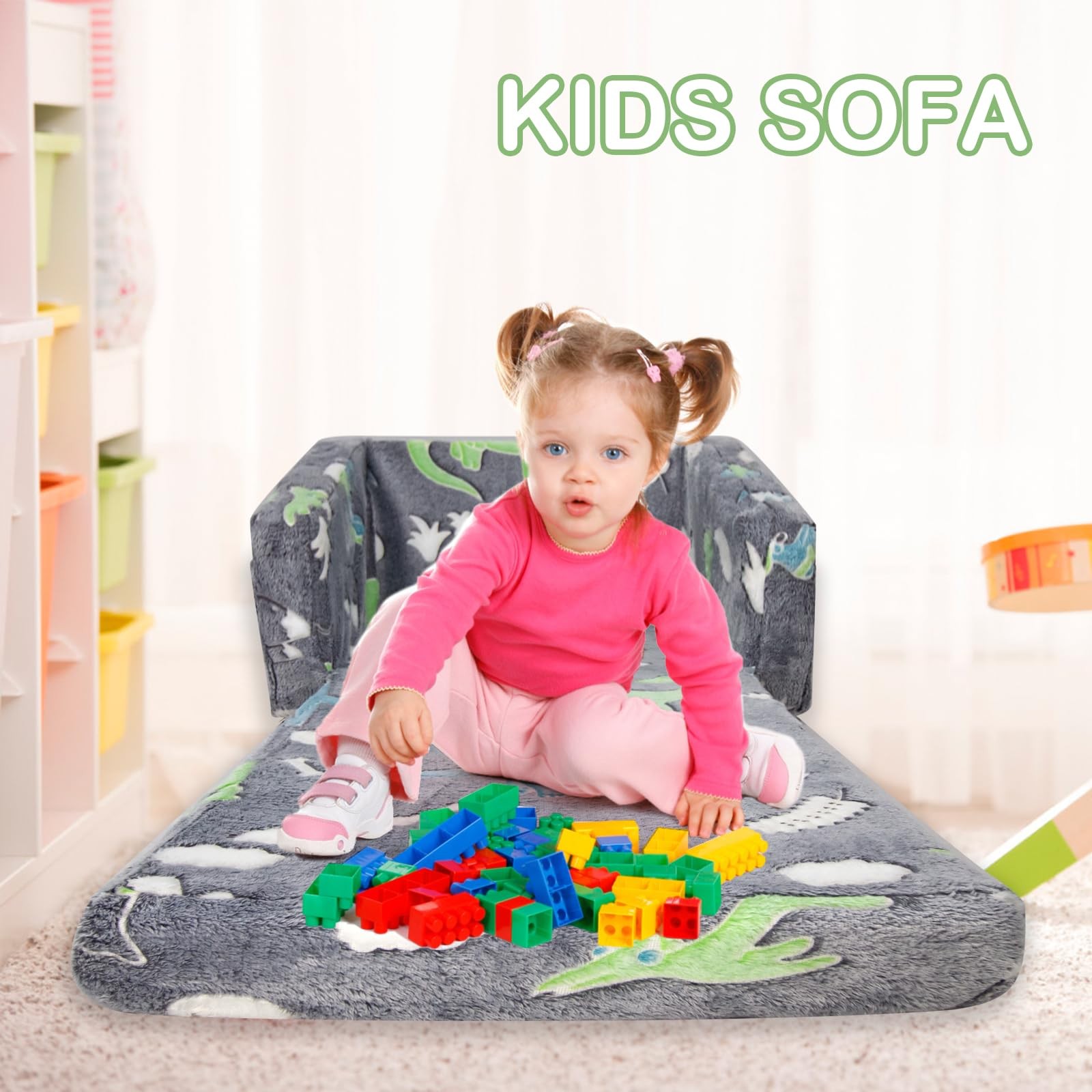 Sofa Toddlers Sofa Glow in The Dark Fold Out Play Couch Mini Dinosaur Couch f...