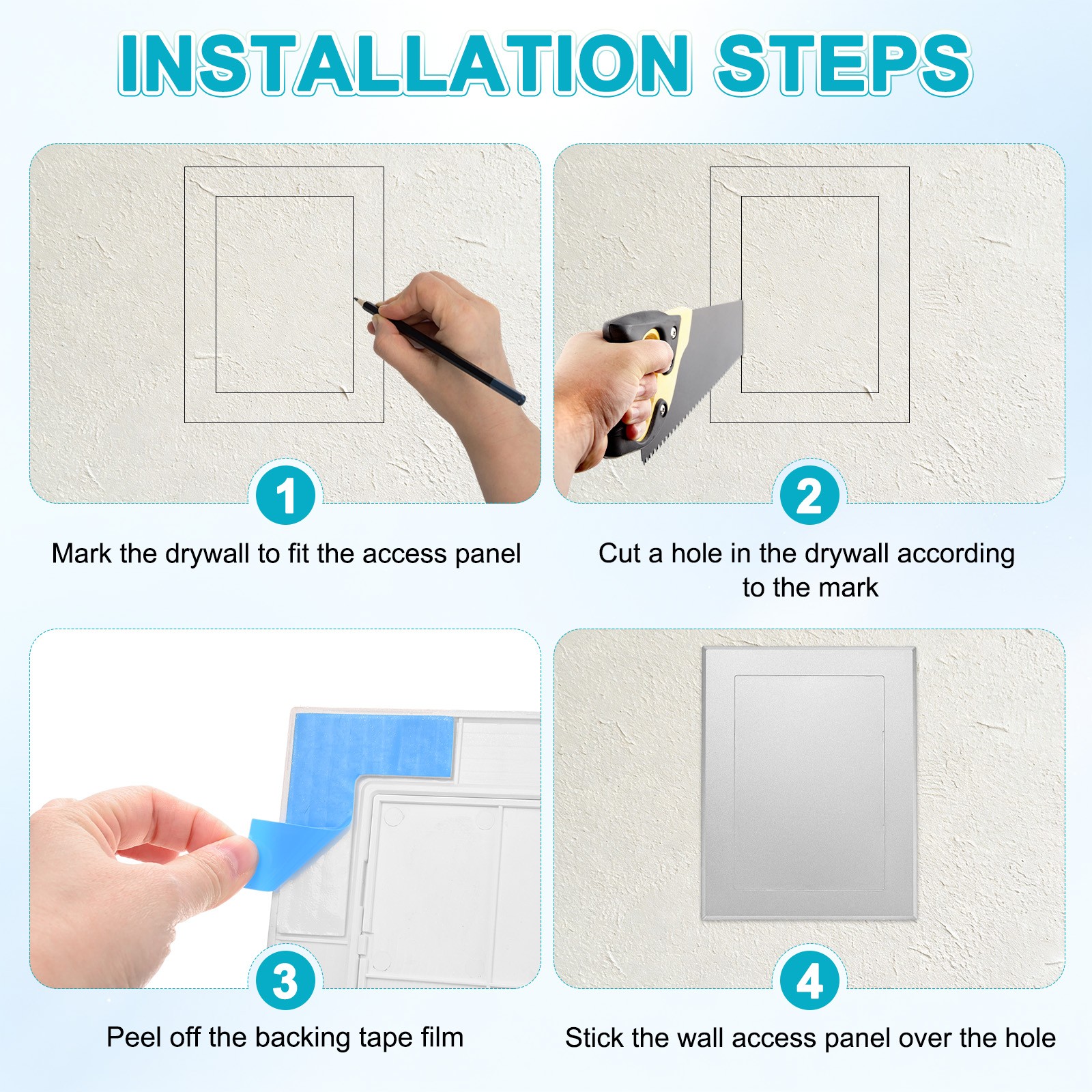 1-Pack Access Panel for Drywall, 7x5" Plastic [Silver Tone, Rectangle]