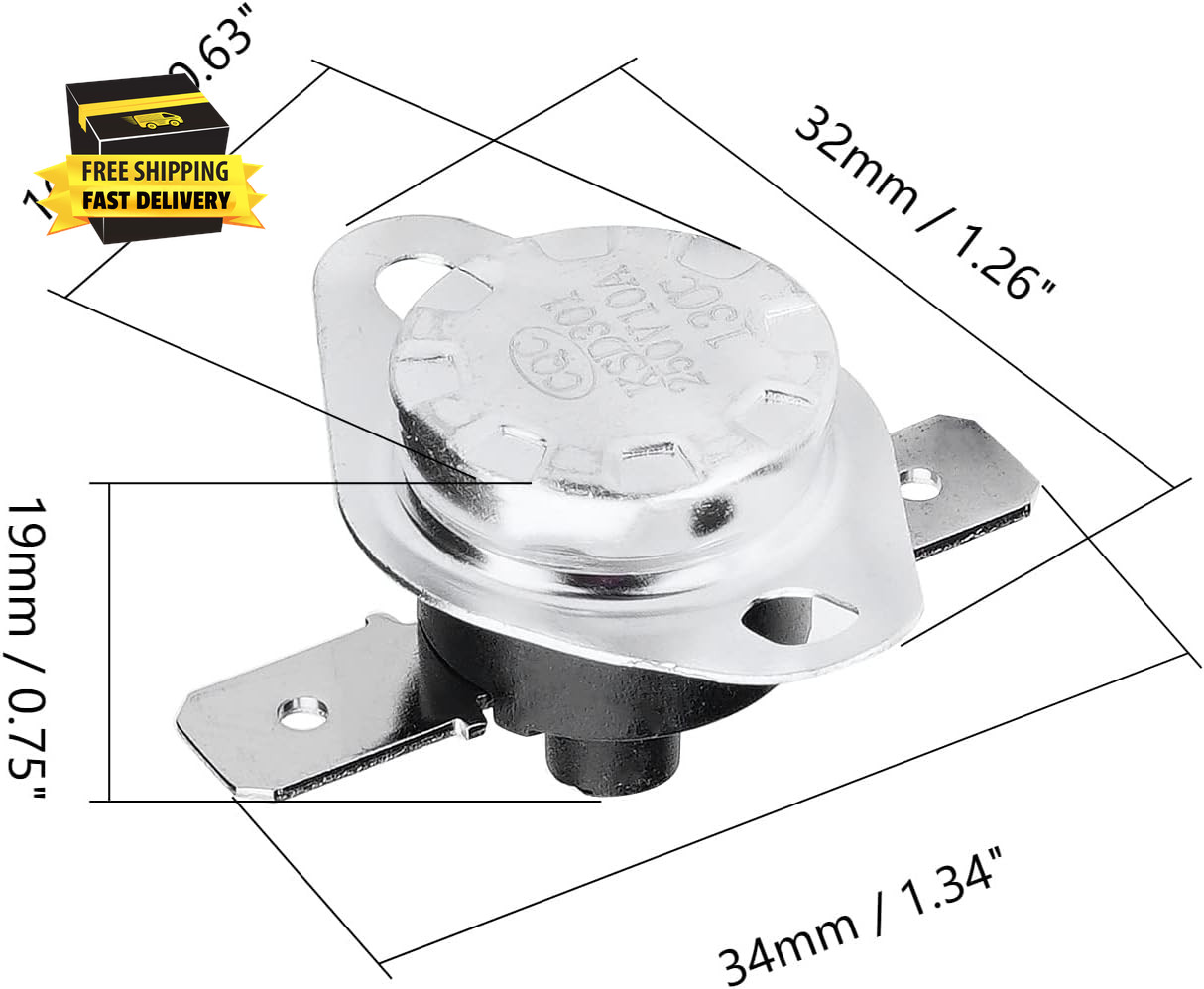 5Pcs KSD301 Thermostat 130°C Normally Closed Temperature Control Switch Adjust S