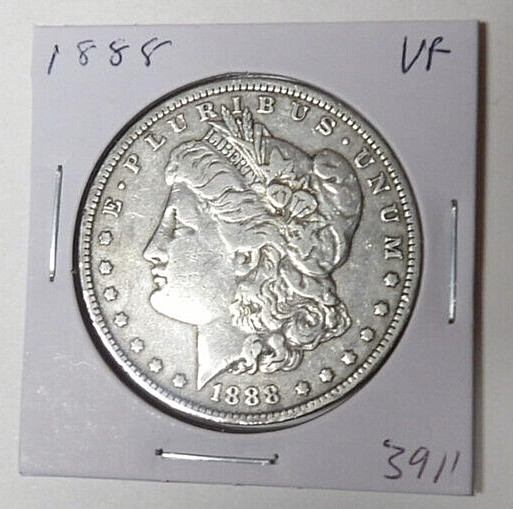 1888-P Morgan Silver Dollar VF Cleaned Philadelphia Mint Coin (21225)