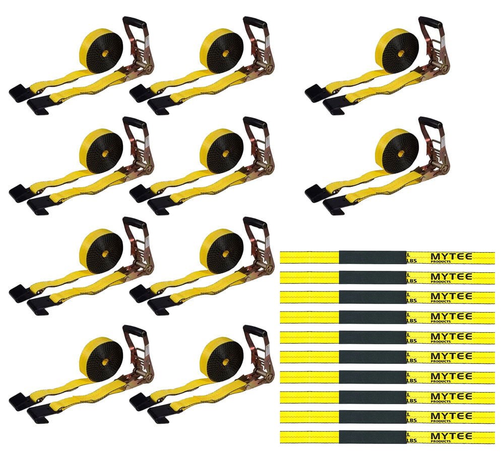 2" x 30' Ratchet Straps w/flat hook WLL 3,333 lbs with Cordura Sleeve - Black