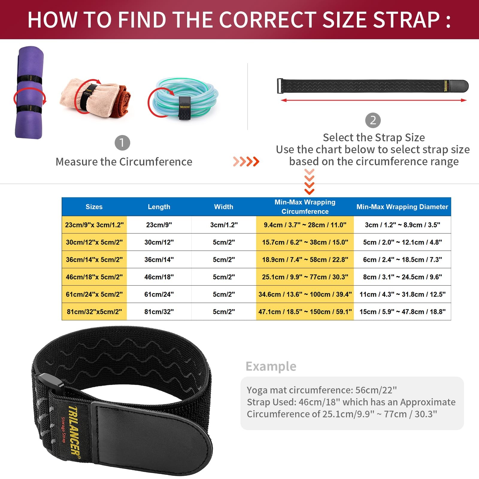 Trilancer 9in x 1.2in Elastic Hook Loop Cable Cinch Straps Anti-Slip 10-Pack