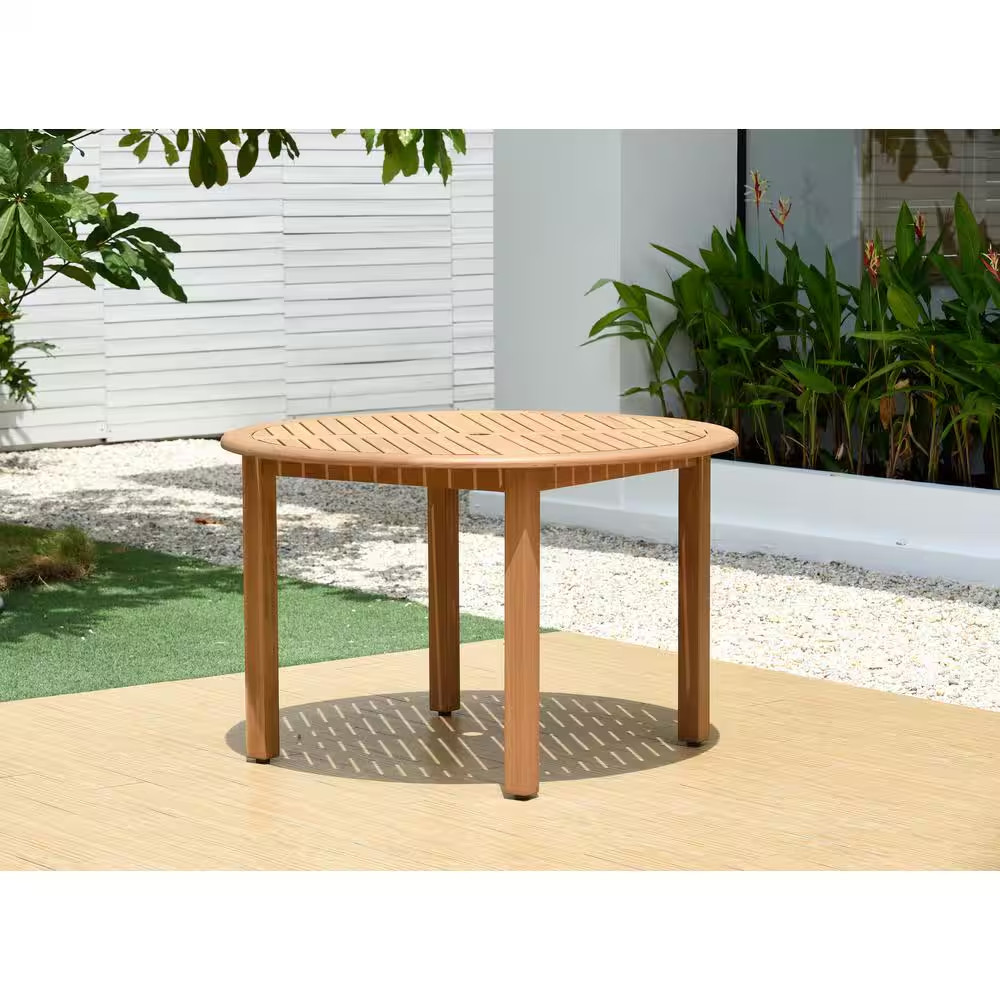 Seward round Teak Finish Outdoor Dining Table
