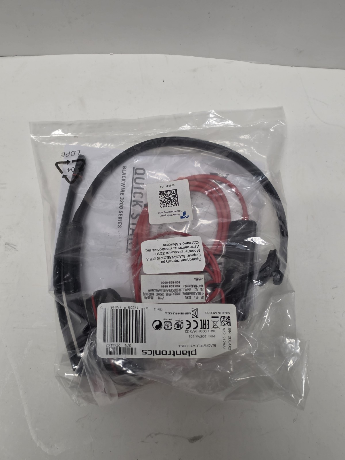 Plantronics Blackwire C3210 On-Ear Mono USB-C Headset - Black