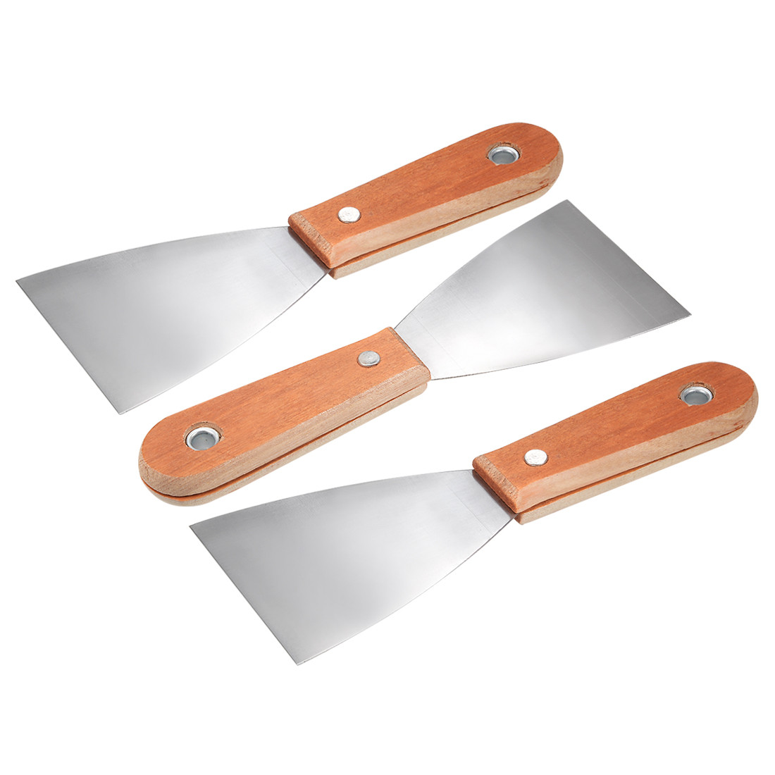 3pcs Putty Taping Paint Scraper 3" Steel Blade Bamboo Handle Wall Floor Tile