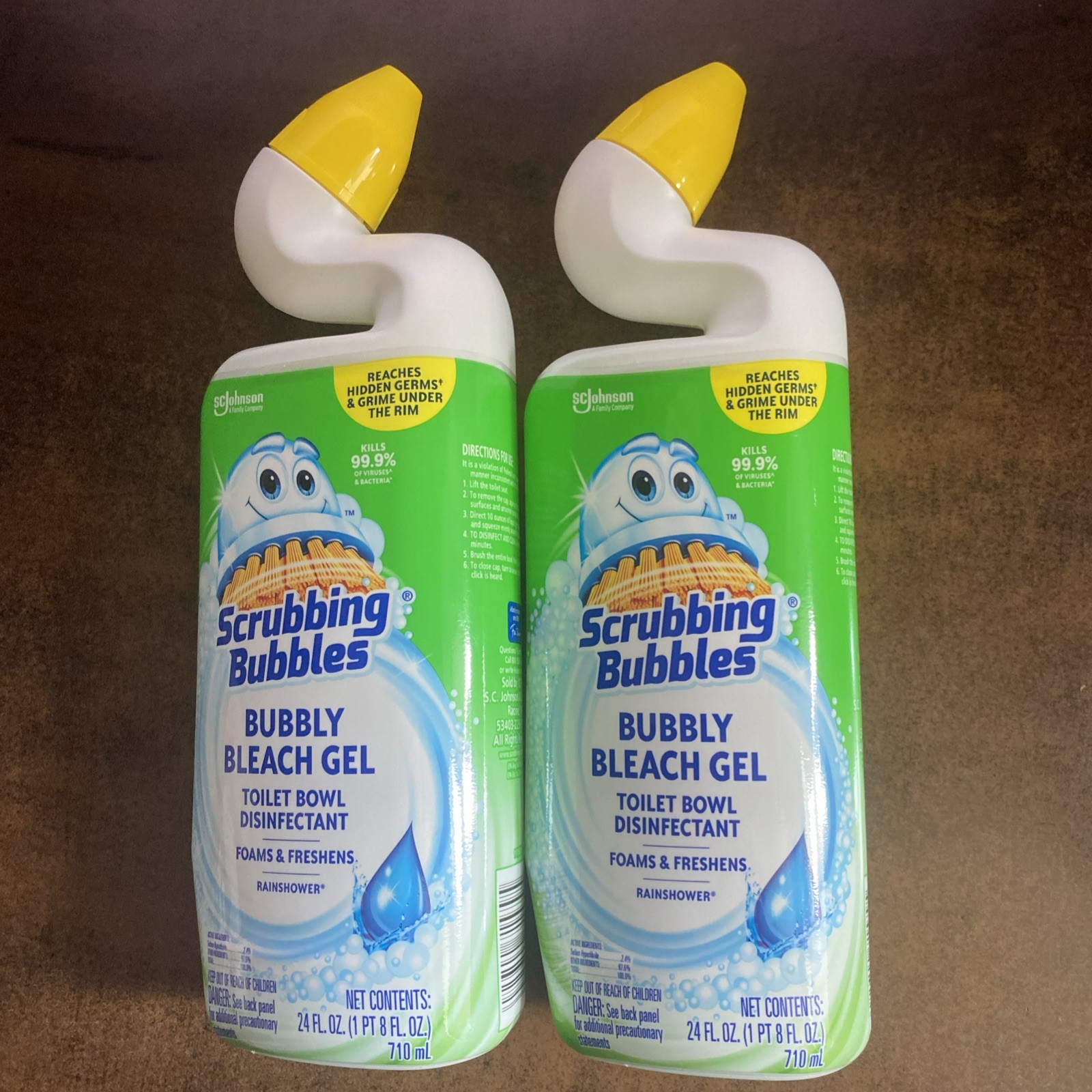 2x Scrubbing Bubbles Bubbly Bleach Gel Toilet Bowl Cleaner Rainshower 24 fl oz