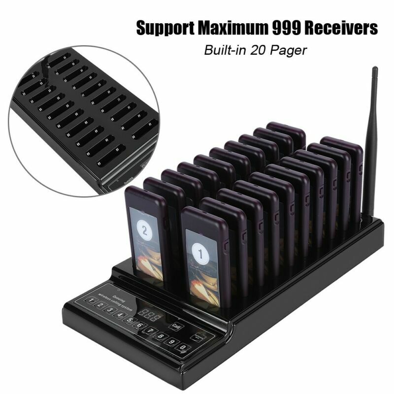 Wireless Restaurant Coaster Pager Guest Paging Queuing Calling System 20 Pagers